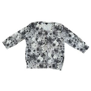 Talbots 3/4 sleeve Cardigan Roses